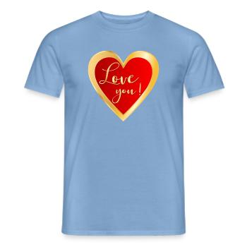 Ich liebe dich Herz - Männer T-Shirt - Carolina Blue - Vorne - AI Model Male 178 light (178cm)