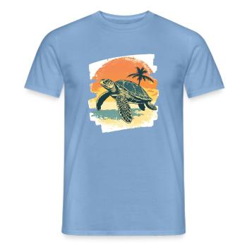Sea Turtle Retro - Men's T-Shirt - carolina blue - Front - AI Model Male 178 light (178cm)