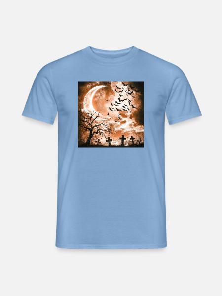 Mondnacht mit Fledermäusen und Gräbern - Männer T-Shirt - Carolina Blue