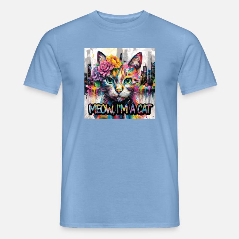 Kunstvolle Katze Version 2 - Männer T-Shirt - Carolina Blue