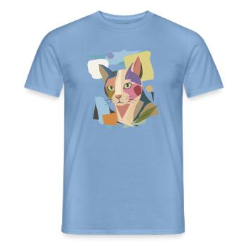 Abstrakte Katze im modernen Farbblock-Design - Männer T-Shirt - Carolina Blue - Vorne - AI Model Male 178 light (178cm)