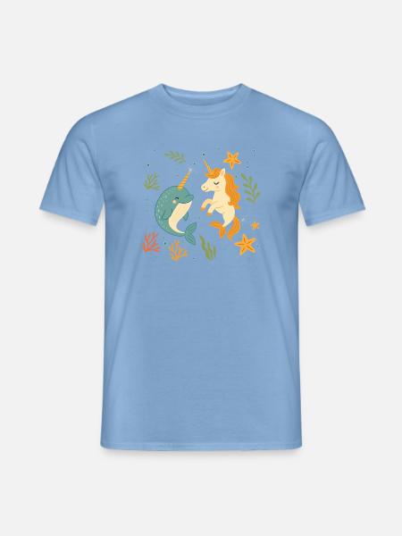 Süßes Meeres-Einhorn und ein fröhlicher Narwal - Männer T-Shirt - Carolina Blue
