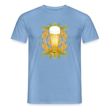 Verre à bière avec du houblon et du malt – motif traditionnel - T-shirt homme - carolina blue - Devant - AI Model Male 178 light (178cm)