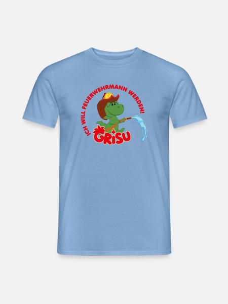 Grisu Der Kleine Drache Will Feuerwehrmann Werden! - Männer T-Shirt - Carolina Blue