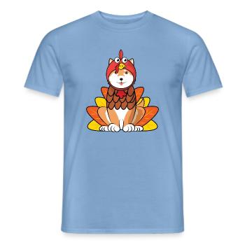 Shiba Inu Thanksgiving Turquie Costume Tenue de chien - T-shirt homme - carolina blue - Devant - AI Model Male 178 light (178cm)