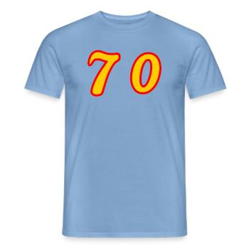 70. 70 YEARS. 70th ANNIVERSARY. 70 YEARS ANNIVERSARY. - Men's T-Shirt - carolina blue - Front - AI Model Male 178 light (178cm)