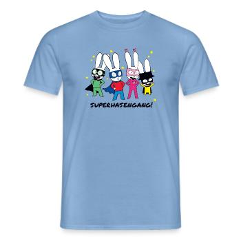 Simon Super Bunny with his Super Bunny Gang - Men's T-Shirt - carolina blue - Front - AI Model Male 178 light (178cm)