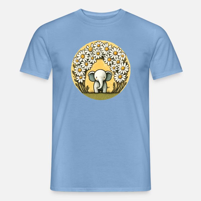 Elefant im Gänseblümchen-Ring - Männer T-Shirt - Carolina Blue