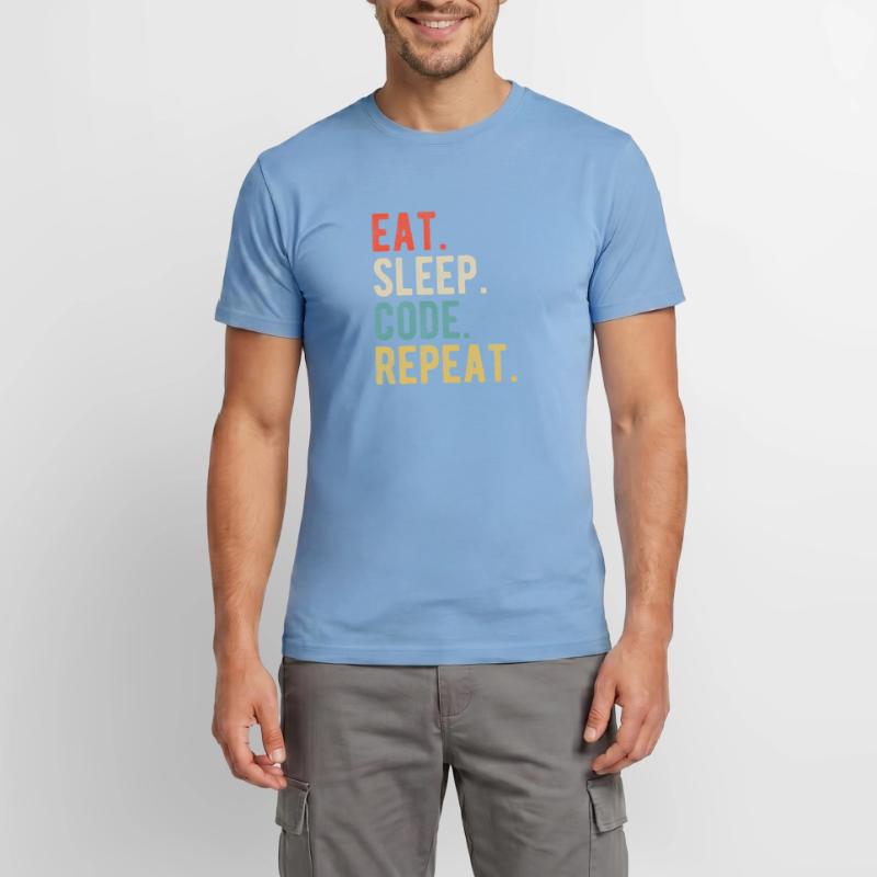 Eat Sleep Code Repeat Programmierer Nerd Retro Männer T-Shirt