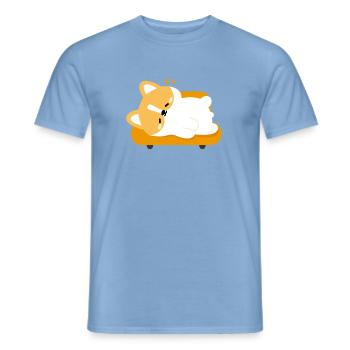 Tired Corgi on Sunny Couch - Men's T-Shirt - carolina blue - Front - AI Model Male 178 light (178cm)