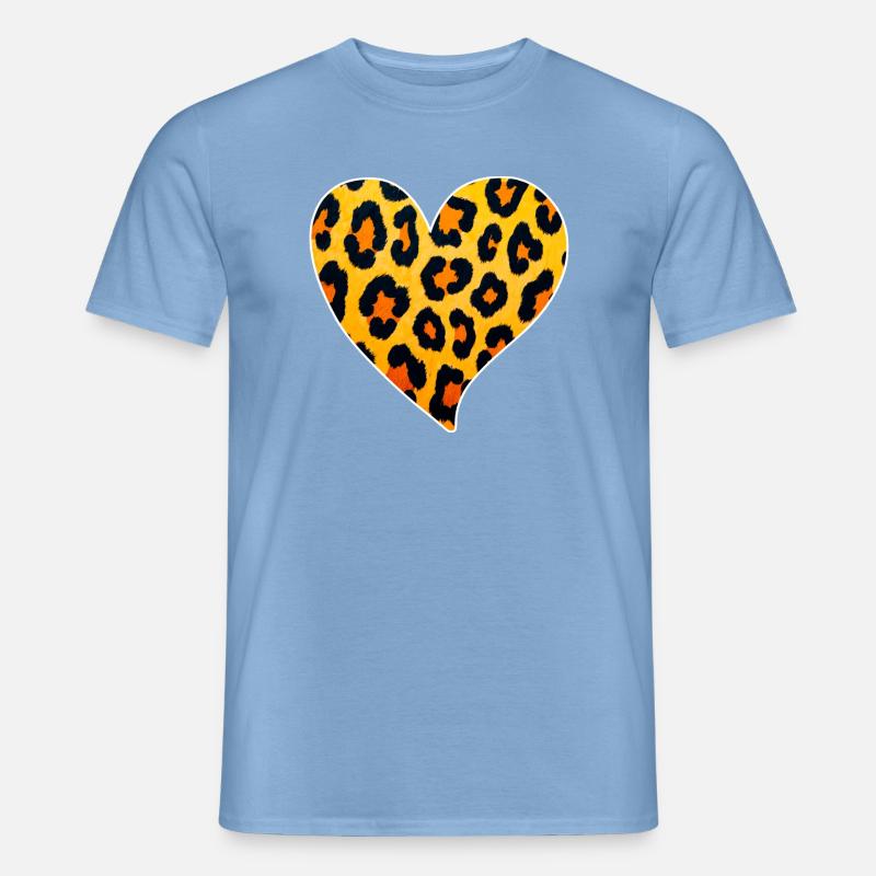 Leopard Heart Pattern: Wild Temperament - Men’s T-shirt - carolina blue