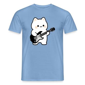 Kawaii Katze mit E-Gitarre - Männer T-Shirt - Carolina Blue - Vorne - AI Model Male 178 light (178cm)