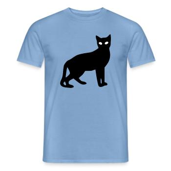 Black Cat Silhouette Gift Cat Lover - Men's T-Shirt - carolina blue - Front - AI Model Male 178 light (178cm)