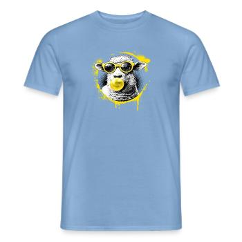 Agneau aux lunettes jaunes Pop Art - T-shirt homme - carolina blue - Devant - AI Model Male 178 light (178cm)