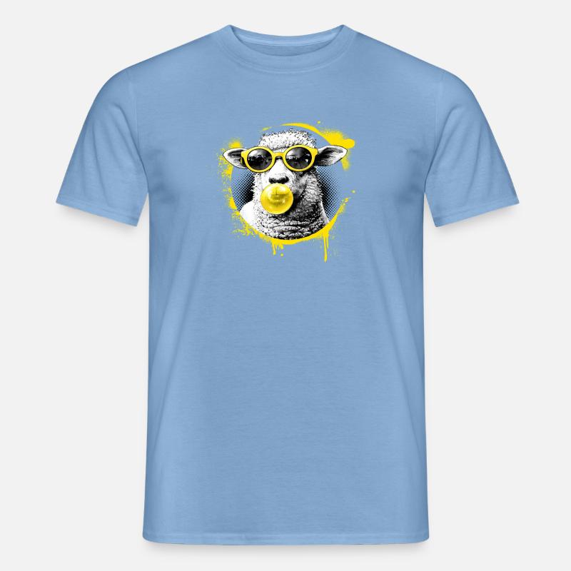Lamm mit Gelber Brille Pop-Art - Männer T-Shirt - Carolina Blue