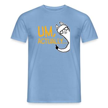 Lama Alpaka Um Actually Lustig Nerd Klugscheißer - Männer T-Shirt - Carolina Blue - Vorne - AI Model Male 178 light (178cm)