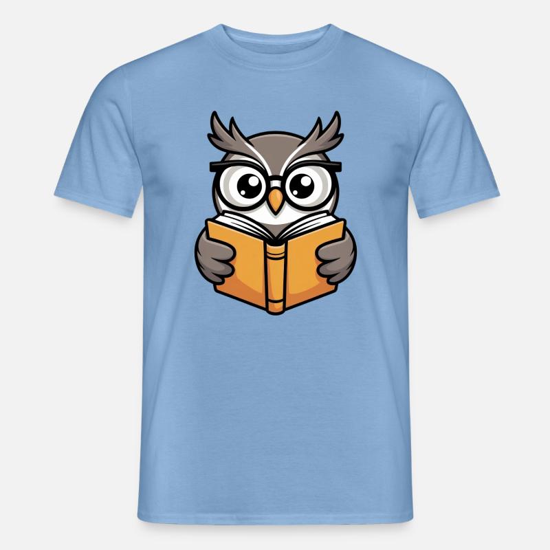 Süße Lese-Eule mit Brille - Männer T-Shirt - Carolina Blue