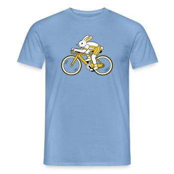 Hase auf einem Rennrad - Männer T-Shirt - Carolina Blue - Vorne - AI Model Male 178 light (178cm)