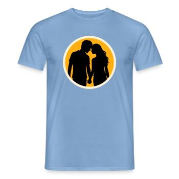 Couple Silhouette Amour Romance Petit ami de la Saint-Valentin - T-shirt homme - carolina blue - Devant - AI Model Male 178 light (178cm)