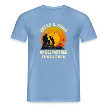 Vater & Sohn Angelpartner fürs Leben Angeln - Männer T-Shirt - Carolina Blue - Vorne - AI Model Male 178 light (178cm)