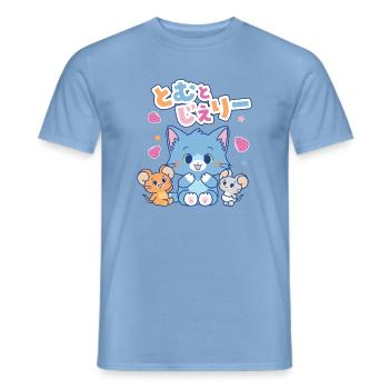 Tom & Jerry Gokko Characters & Japanese Logo - Men's T-Shirt - carolina blue - Front - AI Model Male 178 light (178cm)