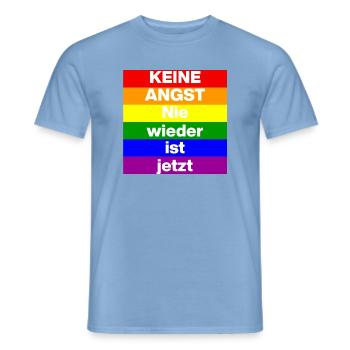 KEINE ANGST NIE WIEDER IST JETZT,  NO NZS, NO AFD - Männer T-Shirt - Carolina Blue - Vorne - AI Model Male 178 light (178cm)