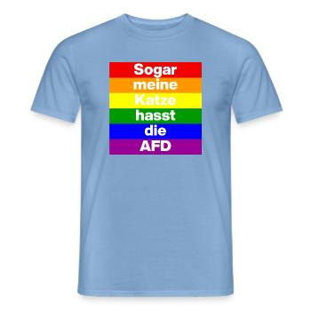 SOGAR MEINE KATZE HASST DIE AFD, NO AFD NO NZS  - Männer T-Shirt - Carolina Blue - Vorne - AI Model Male 178 light (178cm)