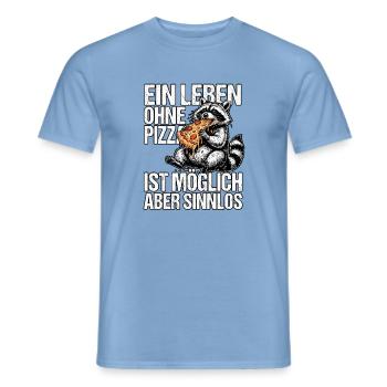 Lustiger Pizza Waschbär - Männer T-Shirt - Carolina Blue - Vorne - AI Model Male 178 light (178cm)