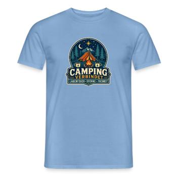 Camping verbindet – Lagerfeuer Sterne Freiheit - Männer T-Shirt - Carolina Blue - Vorne - AI Model Male 178 light (178cm)