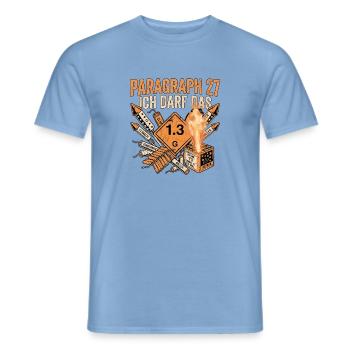 Pyrotechnik 27er Schein - Männer T-Shirt - Carolina Blue - Vorne - AI Model Male 178 light (178cm)