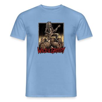 80s Heavy Metal Wild and Greedy Beer Festival - Men's T-Shirt - carolina blue - Front - AI Model Male 178 light (178cm)