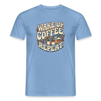 Café rétro vintage - T-shirt homme - carolina blue - Devant - AI Model Male 178 light (178cm)