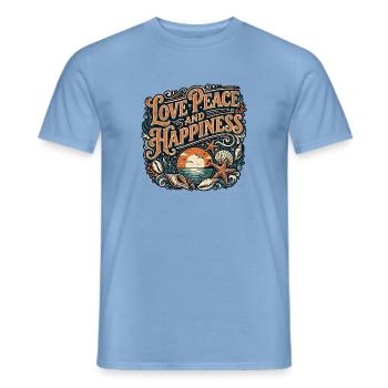 Love Peace Happiness Retro Vintage - Men's T-Shirt - carolina blue - Front - AI Model Male 178 light (178cm)