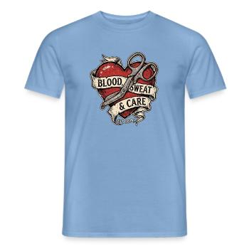 Heavy Metal Doctor Heart - Men's T-Shirt - carolina blue - Front - AI Model Male 178 light (178cm)