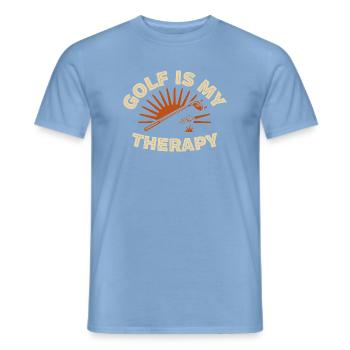 Golf ist mein Therapie-Retro - Männer T-Shirt - Carolina Blue - Vorne - AI Model Male 178 light (178cm)