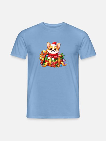 Corgi-Weihnachtsgeschenkstapel - Männer T-Shirt - Carolina Blue