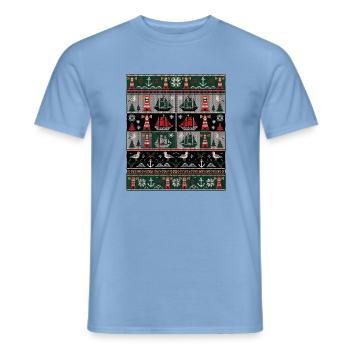 Weihnachten Seefahrer Strickdesign - Männer T-Shirt - Carolina Blue - Vorne - AI Model Male 178 light (178cm)