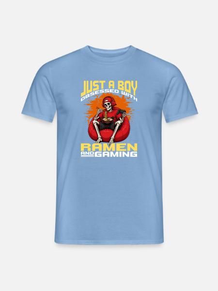 Funny Gaming and Ramen Gamer Skeleton - Männer T-Shirt - Carolina Blue