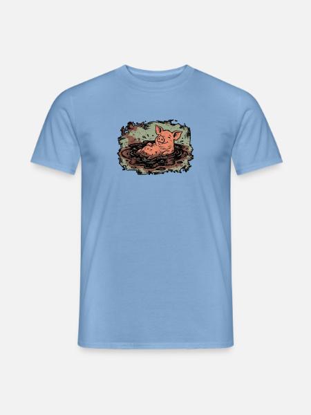 Schwein im Schlamm Landwirt - Männer T-Shirt - Carolina Blue