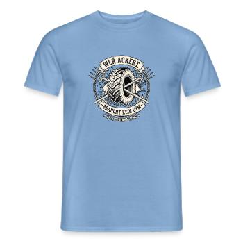 Ackern Auf dem Acker Landwirt - Männer T-Shirt - Carolina Blue - Vorne - AI Model Male 178 light (178cm)
