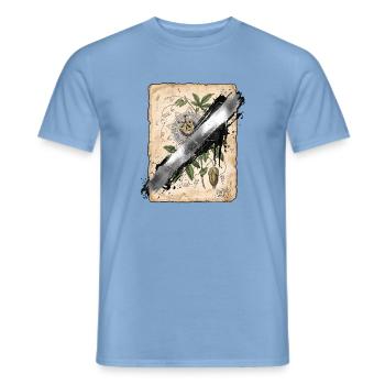 Botanische Illustration mit Vandal Übermalung - Männer T-Shirt - Carolina Blue - Vorne - AI Model Male 178 light (178cm)