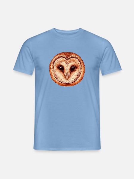 schleiereule Kopf,  Eulenporträt - Männer T-Shirt - Carolina Blue