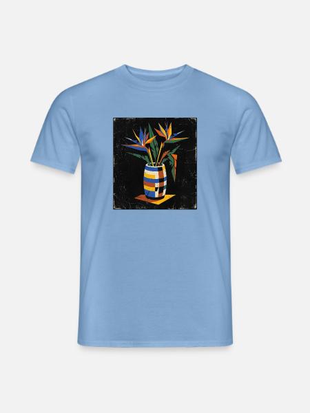 Bauhaus Vase mit Paradiesvogel - Männer T-Shirt - Carolina Blue