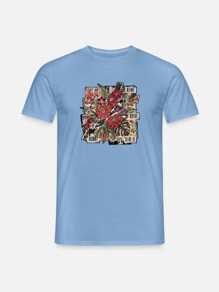 Sticker Collage Dschungelblüte - Männer T-Shirt - Carolina Blue