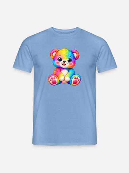Kawaii Mehrfarbiger Teddybär - Männer T-Shirt - Carolina Blue