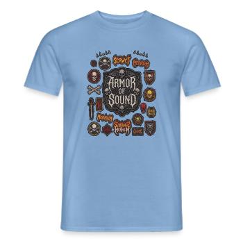 Armor of Sound Patch - Männer T-Shirt - Carolina Blue - Vorne - AI Model Male 178 light (178cm)
