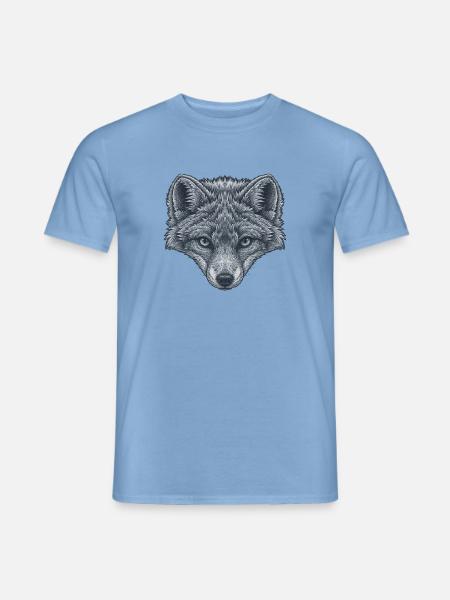 graues polarfuchs gesicht, Linienkunst Schwarzweiß - Männer T-Shirt - Carolina Blue