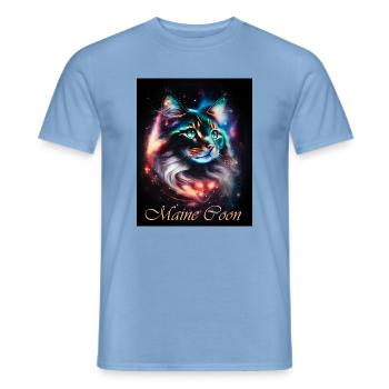 Main Coon Nebula - Fantasy Weltall Katze - Männer T-Shirt - Carolina Blue - Vorne - AI Model Male 178 light (178cm)