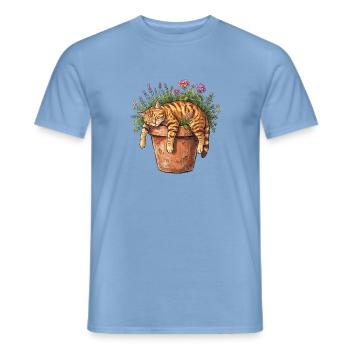 Siesta Katze - Männer T-Shirt - Carolina Blue - Vorne - AI Model Male 178 light (178cm)