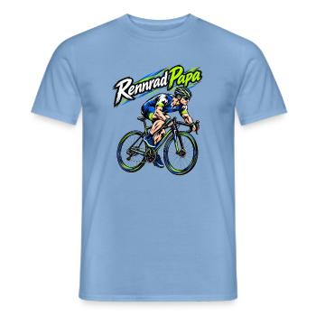 Rennrad Papa – Neon Sprint Illustration - Männer T-Shirt - Carolina Blue - Vorne - AI Model Male 178 light (178cm)